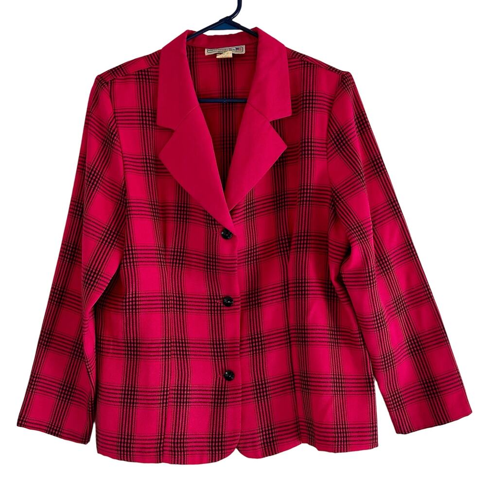 Vintage Pablo pink plaid blazer jacket coquette artsy 80s 90s made in USA M